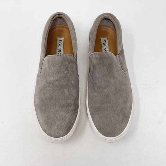 Steve Madden Womens Size 7 Gray Suede Leather Gills Platform Slip On Sneaker - Picture 4 of 11